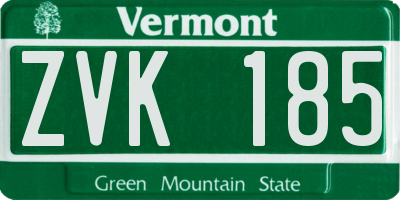 VT license plate ZVK185