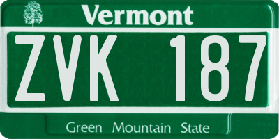 VT license plate ZVK187