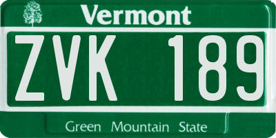 VT license plate ZVK189