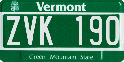 VT license plate ZVK190