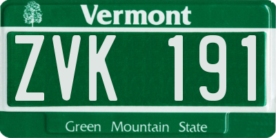 VT license plate ZVK191