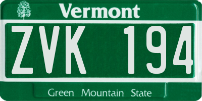 VT license plate ZVK194
