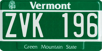 VT license plate ZVK196