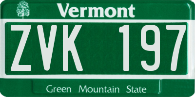 VT license plate ZVK197