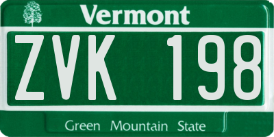 VT license plate ZVK198