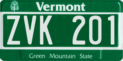 VT license plate ZVK201
