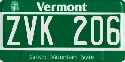 VT license plate ZVK206