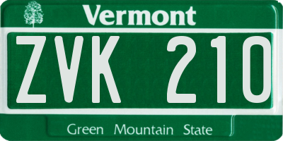 VT license plate ZVK210