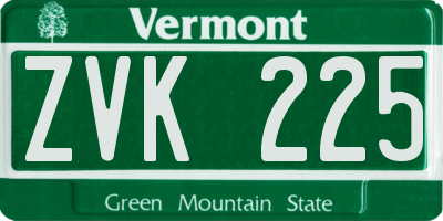 VT license plate ZVK225