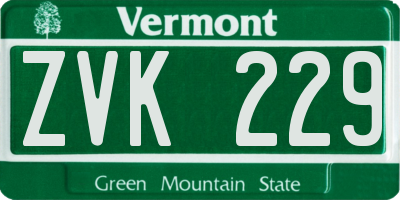 VT license plate ZVK229