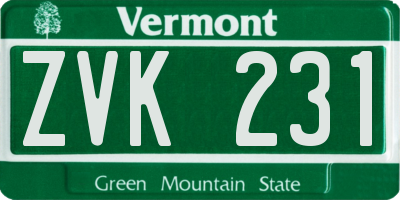 VT license plate ZVK231