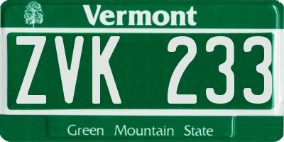 VT license plate ZVK233