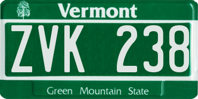VT license plate ZVK238