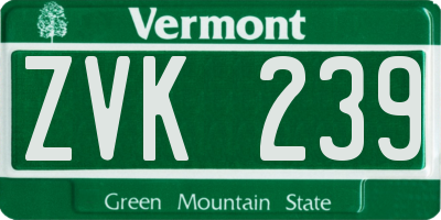 VT license plate ZVK239