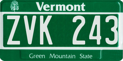 VT license plate ZVK243