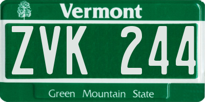 VT license plate ZVK244