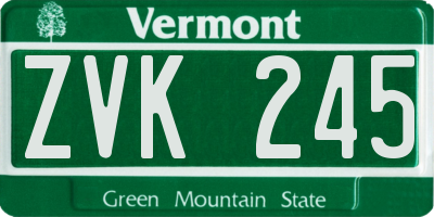 VT license plate ZVK245