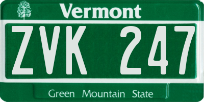 VT license plate ZVK247