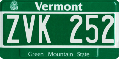 VT license plate ZVK252