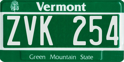 VT license plate ZVK254