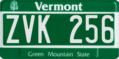 VT license plate ZVK256