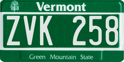 VT license plate ZVK258