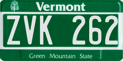 VT license plate ZVK262