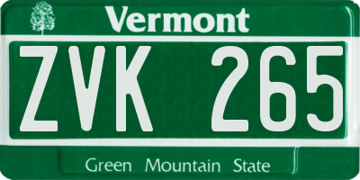 VT license plate ZVK265