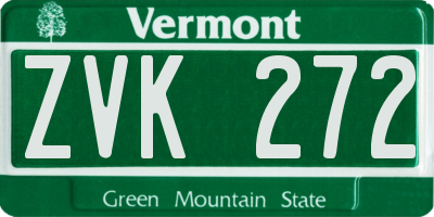 VT license plate ZVK272