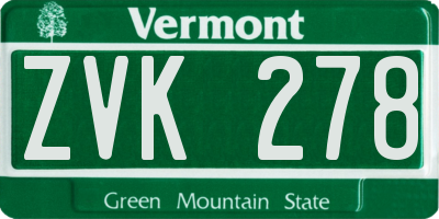 VT license plate ZVK278