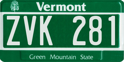 VT license plate ZVK281