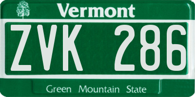 VT license plate ZVK286