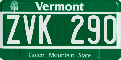 VT license plate ZVK290