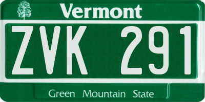 VT license plate ZVK291