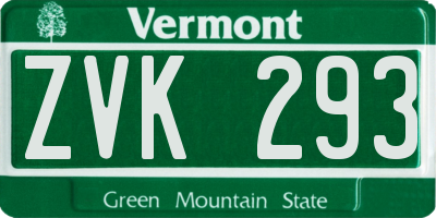 VT license plate ZVK293