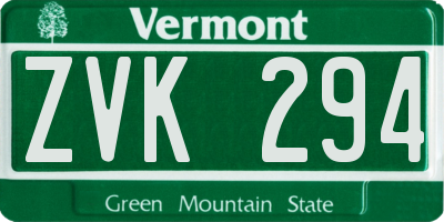 VT license plate ZVK294