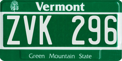 VT license plate ZVK296