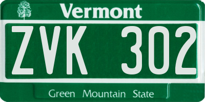 VT license plate ZVK302
