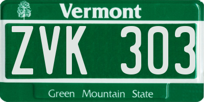 VT license plate ZVK303