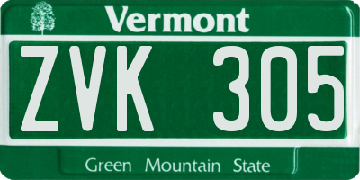 VT license plate ZVK305