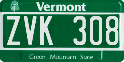 VT license plate ZVK308