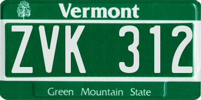 VT license plate ZVK312