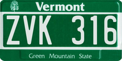 VT license plate ZVK316