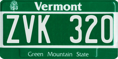 VT license plate ZVK320