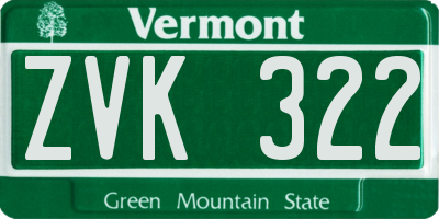 VT license plate ZVK322