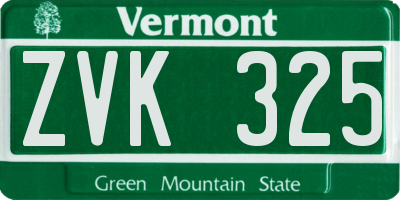 VT license plate ZVK325