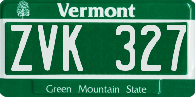 VT license plate ZVK327