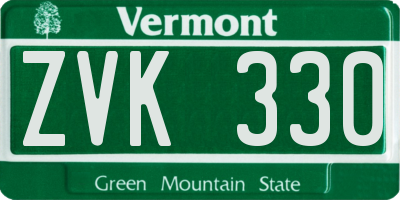 VT license plate ZVK330