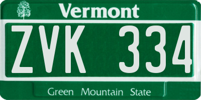 VT license plate ZVK334