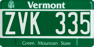 VT license plate ZVK335